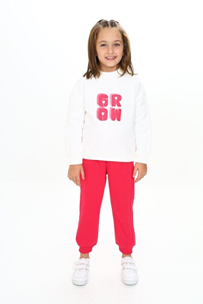 Toontoy Girl's 2-Piece Set Printed Mock Neck Sweatshirt & Jogger Sweatpants w...