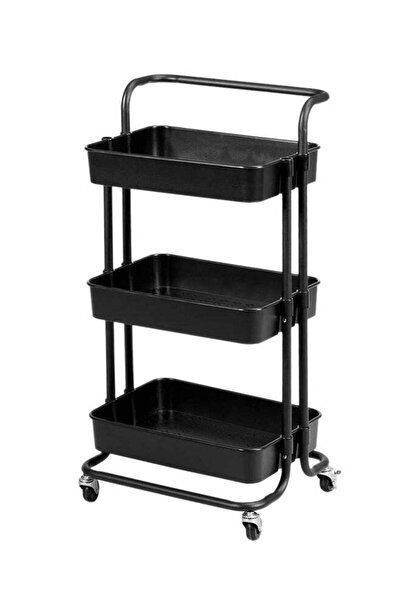 Roman Gifts 3 Tier Utility Rolling Storage Cart With Handles And Lockable Whe...