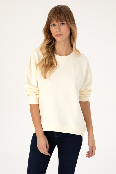 U.S. Polo Assn. Women's Cream Crew Neck Sweatshirt 50307787-Vr256