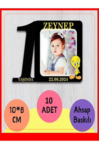 wonderlike 1 Yaş Bebek Doğum Günü Magneti 10 Adet