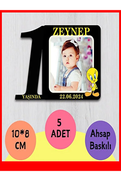 wonderlike 1 Yaş Bebek Doğum Günü Magneti 5 Adet