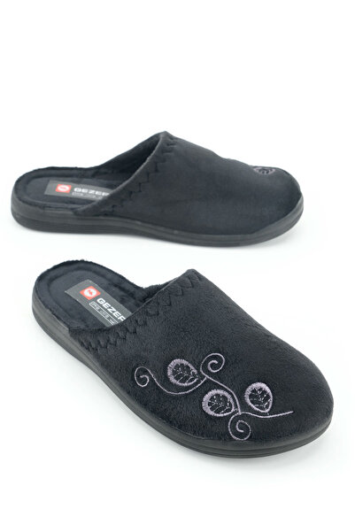 GEZER Women's Winter Pu Comfortable Sole Embroidered Design Home Garden Slippers