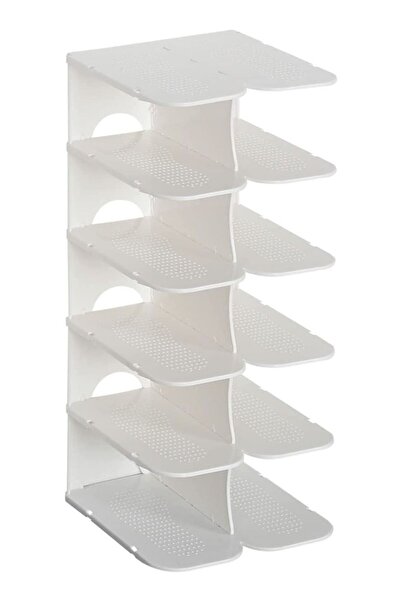 BLOOMING TIME Multi Steps Adjustable Plastic Shoe Organizer Rack White