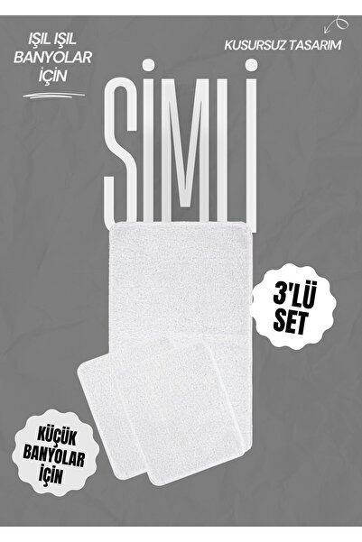 EUROBANO Synergy Silvery Washable Latex Non-Slip Base 3-Piece Bath Mat 80X580 50X40 50X40