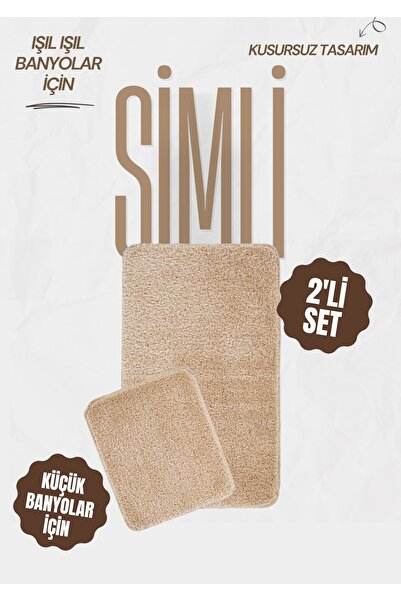 EUROBANO Synergy Silvery Washable Latex Non-Slip Base 2-Piece Bath Mat 80X50 50X40