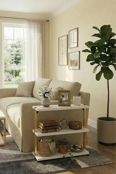 Euromob 3 Raflı, Yan Sehpa, Koltuk yanı, Orta Sehpa, Kitaplık, Sehpa, Gold Metal