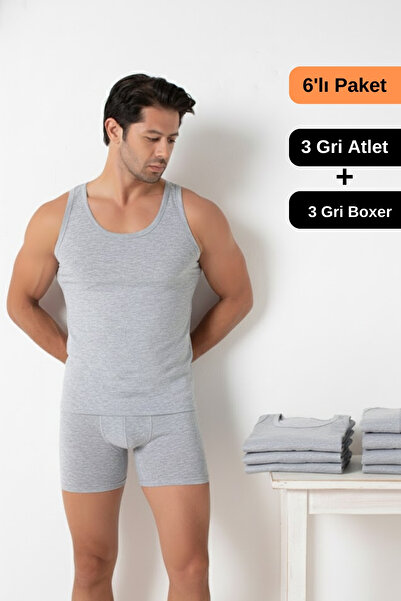 donset 6-Piece Mega Pack: 100% Cotton Men's Undershirt and Boxer Set (3 Under...