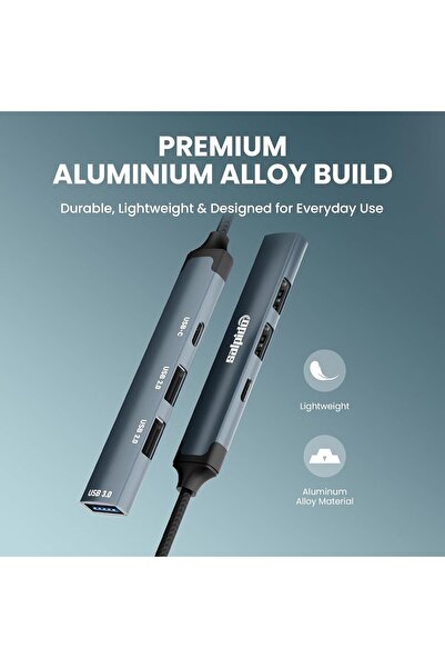 Salpido 4-in-1 USB-C Hub Adapter, 5Gbps Data Transfer Speed, Durable Aluminium Alloy, Play USB Hub