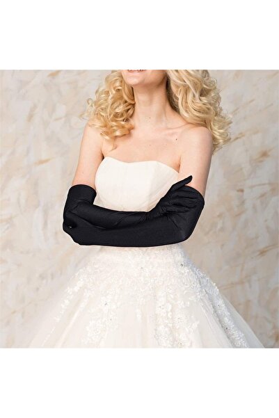 OEM Women's Faux Leather Sexy Long Gloves Sexy Wet Look Latex Elbow Length Long Gloves (White(Satin