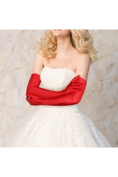 OEM Women's Faux Leather Sexy Long Gloves Sexy Wet Look Latex Elbow Length Long Gloves (White(Satin