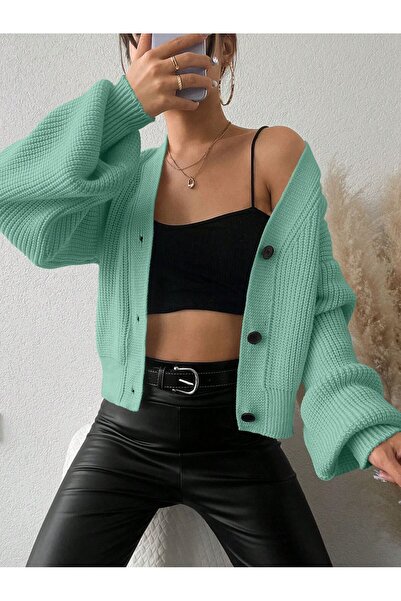 WE AND ME Jachetă scurtă pentru femei Selanik, tricot cu nasturi