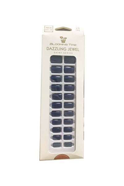 BLOOMING TIME أظافر صناعية كاملة التغطية، 24 قطعة، زرقاء
