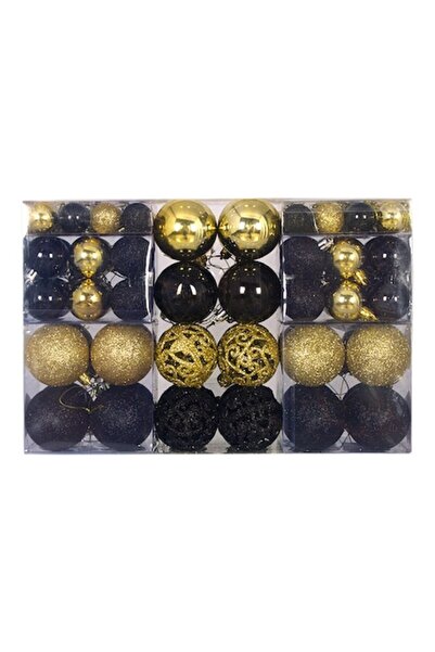 OEMN Set globuri de Crăciun Zeaicos, 100 buc, 3-6 cm, negru și auriu, design ...