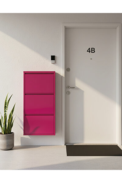 MEYORA 3'lü Metal Ayakkabılık - Pembe - 4010