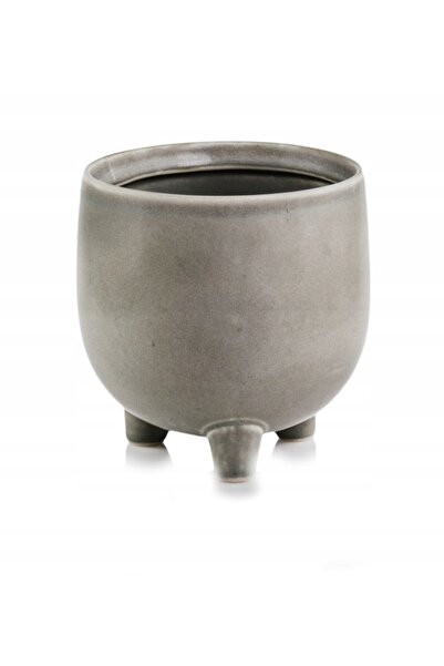 Other Doniczka ceramiczna na nóżkach 12 cm oliwkowa