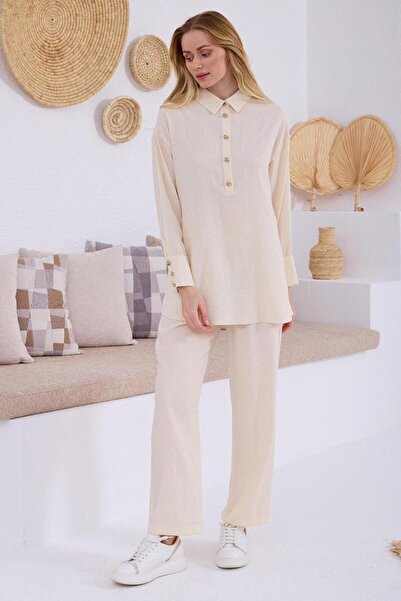 Nazen Giyim Transparent Stone Linen Women's Suit Ma24.14-2Y5