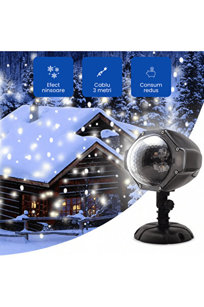 OferteTop Decorative Holiday Projector with Snow Effect and Multicolored Lights