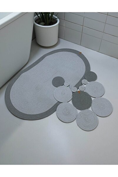 home inn طقم سجادة حمام مكون من قطعتين موديل بيضاوي (60×100 و51×60 سم) |   مظ...