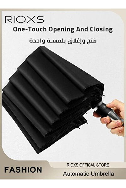 RIOXS Compact Travel Umbrella with Automatic Open/Close Handle and UV Protection, Automatic Umbrella with