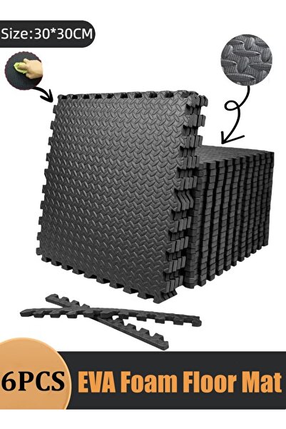 Generic مجموعة من 6 قطع من سجادات أرضية إسفنجية للأطفال مقاس 30 × 30 سم، سجاد...