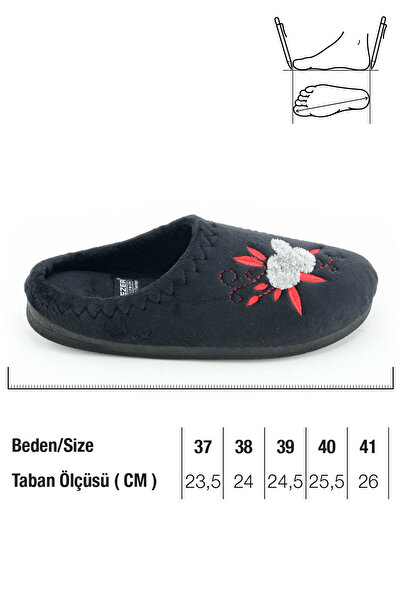 GEZER Women's Winter Pu Comfortable Sole Embroidered Design Home Garden Slippers