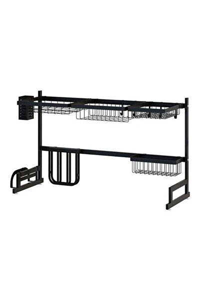 Generic Stainless Steel Dish Rack Dryer Holder With Draining Board Black 69x1...