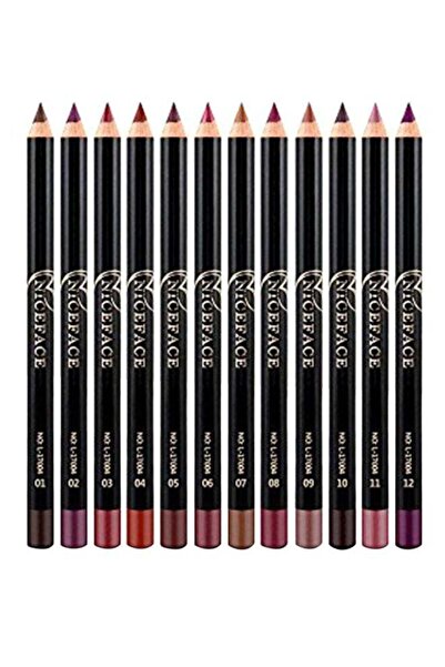 NICEFACE قلم تحديد الشفاه متعدد الألوان 12 لونًا