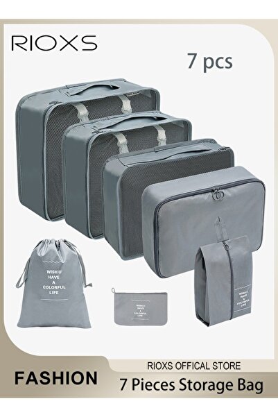 RIOXS 7Pcs Packing Cubes for Storage Luggage Packing Cube Organizer Travel Pa...