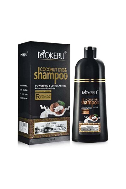 Mokeru صبغة وشامبو جوز الهند لون شعر يدوم طويلاً أسود طبيعي