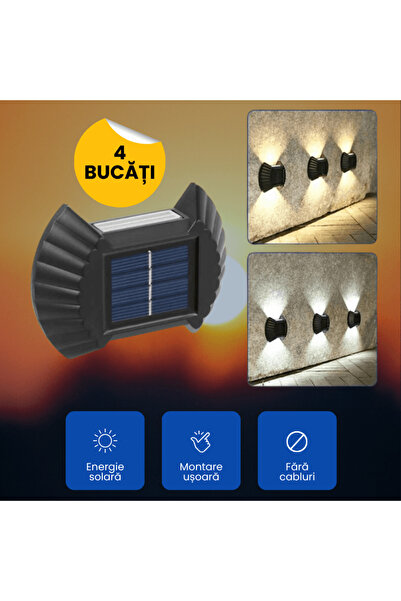 OferteTop Set of 4 Solar Wall and Fence Lights with Up-Down Lighting