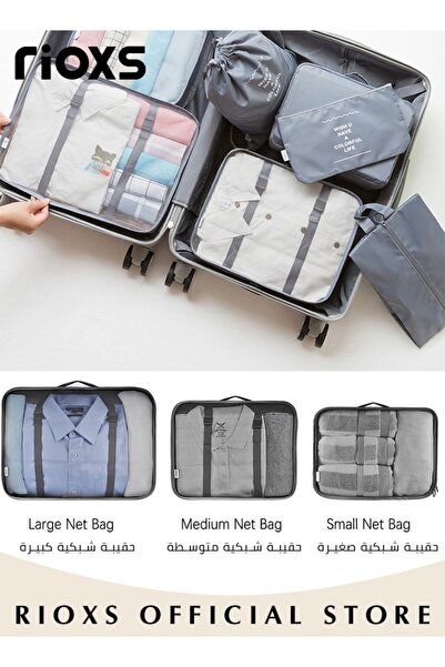RIOXS 9Pcs Packing Cubes for Travel, Waterprooof Storage Luggage Packing Cube Organizer, Travel Packing Cu