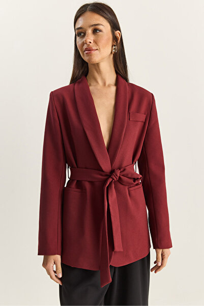 Bianco Lucci Kadın Şal Yaka Astarlı Kuşaklı Blazer Ceket 3311 60283886