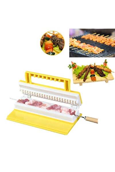 Generic BBQ Meat Skewer Tool Yellow/White 18cm