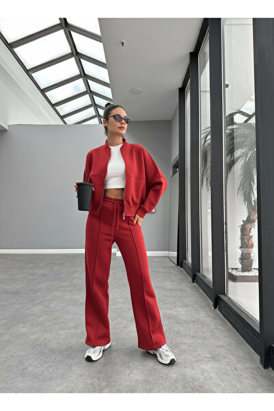 YAKAMEL طقم بدلة رياضية نسائية مكون من سترة بومبر وبنطلون بثلاثة خيوط