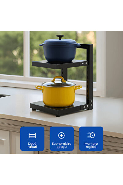 OferteTop Kitchen Organizer with 2 Adjustable Shelves Made of Durable Steel