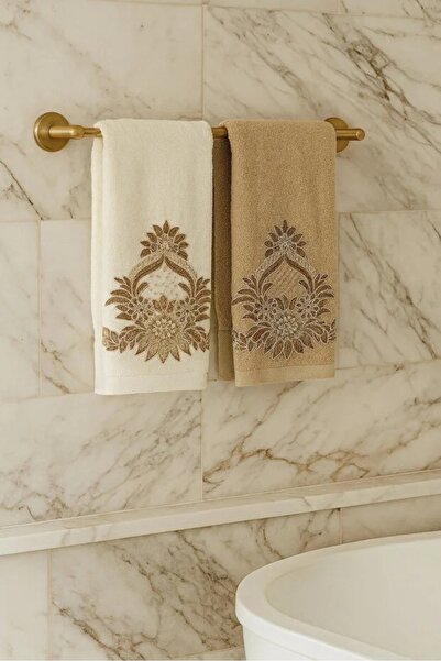 Modares Store Gencella 2-Piece Hand Towel Daily Dowry Cream Capp 50 X 90
