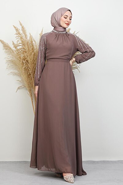 GİYZAMİLA Semra Tesettür Dress Dusty Rose