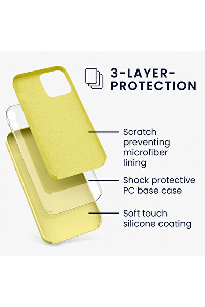 KWmobile Case for Apple iPhone 12 / iPhone 12 Pro, Silicone, Yellow, 52641.49