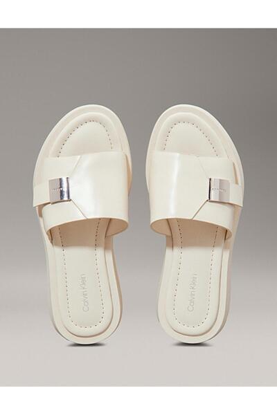 Calvin Klein Leather Platform Sliders