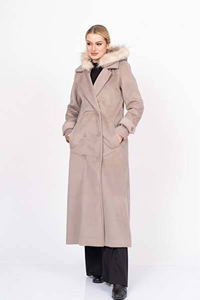 MissVina Furhood Luxe Coat – Premium Cashmere Overcoat with Fur Detailing 2619