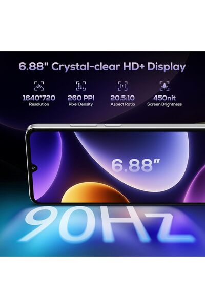 oukitel C60 Pro Blue Unlocked Android 15 Smartphone - 24GB RAM, 256GB, 10000mAh, 6.88" 90Hz, 4G, NFC