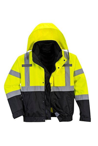 PORTWEST Jachetă bomber premium 3 în 1 Hi-Vis, mărimea S, galbenă
