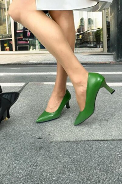 asmi shoes Women's Sity Green 6 cm Thin Heeled Stiletto