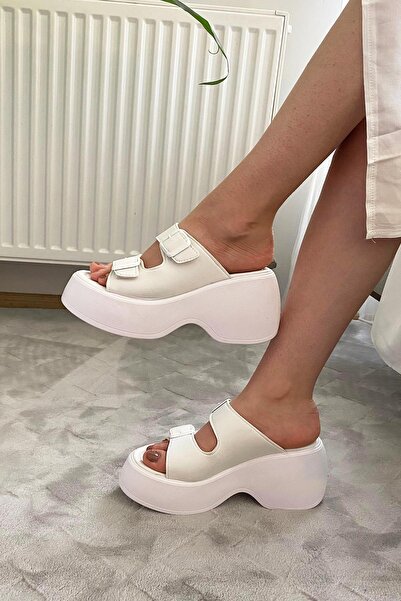 asmi shoes Women's Oliver White Two Buckle Thick Sole Orthopedic Sandals K-3040