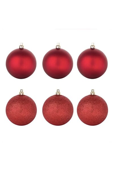 OEM Set of Christmas Ornaments Red Matte with Glitter Ø3cm - 20 pcs