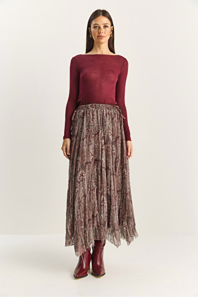 Bianco Lucci Fusta boemă din șifon cu model asimetric croială căptușită pentru femei DE251102 60283881