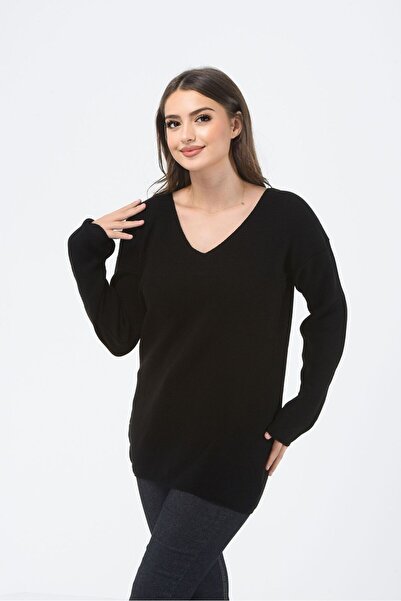 H&E LUXURY DESIGN فستان نسائي بياقة على شكل حرف V من سيلانيك كاجوال أساسي