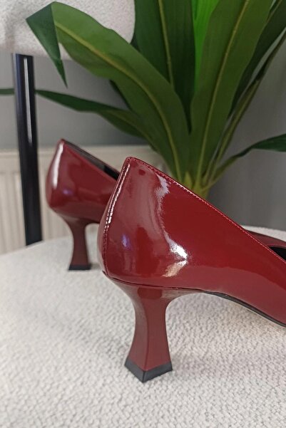 asmi shoes Women's Sity Burgundy Patent Leather 6 cm Thin Heeled Stiletto