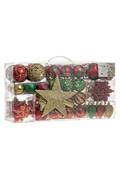 OEM Set de globuri de Crăciun roșii și verzi, diverse modele și dimensiuni, c...