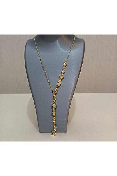 Store Çelik yıldız , ay ve el motifli y kolye